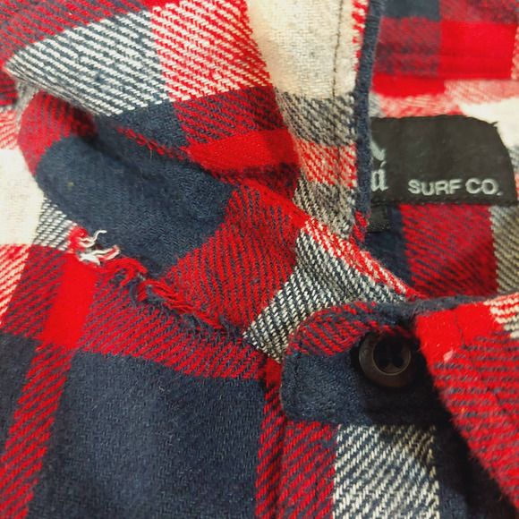 Molokai Surf Co. Red White Black Flannel Plaid Button Men's Shirt Size Large - Picture 7 of 7